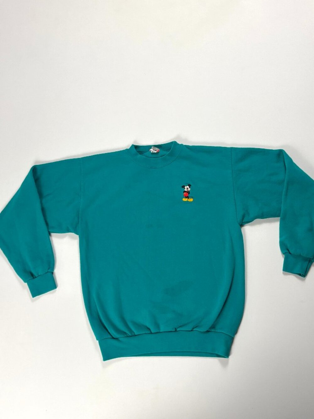 Vintage Disney Designs Crewneck Sweatshirt Teal S/M (Tag L) MIckey Mouse USA